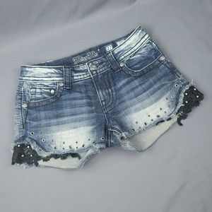 Miss Me Womens Denim Signature Shorts 27 Blue